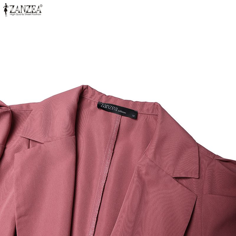 ZANZEA Women Casual Turn Down Collar Short Sleeve Sheath Dress