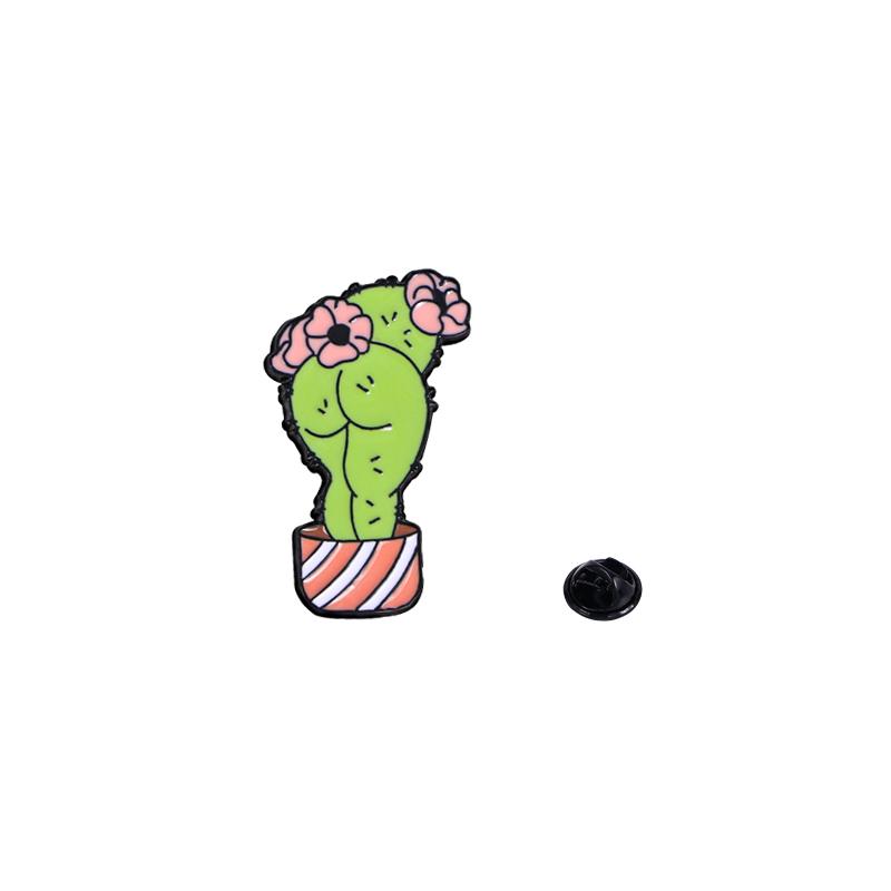 4 Styles Sexy Buttocks Cactus Potted Enamel Brooches Creative Ass Potting Plant Flower Pins For Backpack Clothes Jewlery