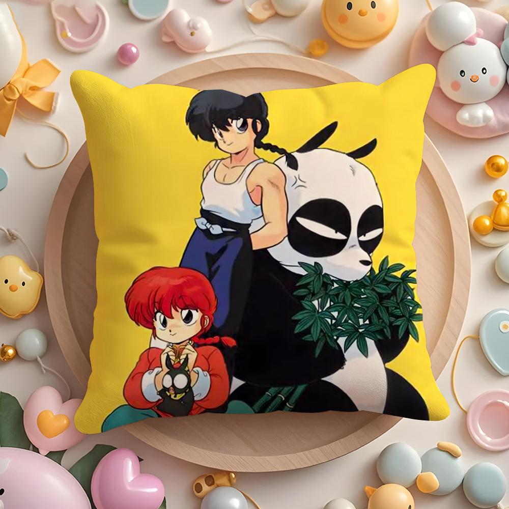 Cartoon R-Ranma1 2 Cushion Cover Short Plush Double-Sided Printing Home Machine Washable In Warm Winter Pillow Case