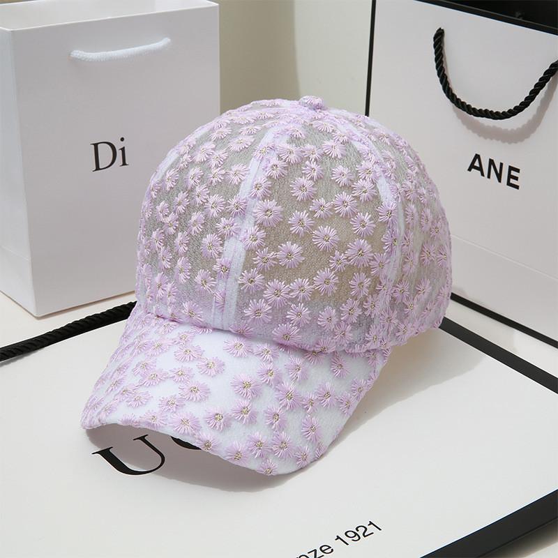 

Summer Breathable Mesh Daisy Embroidered Baseball Cap For Women Sun Protection And Fashion фиолетовый