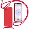 Case for iPhone 17th, Anti-Scratch Shockproof Liquid Silicone with Adjustable Red Lanyard