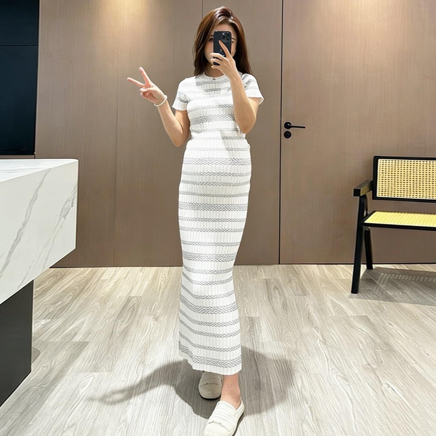 Korean Style Striped Slimming Dress - Summer 2026 Collection Large