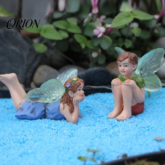 Whimsical Decor for Potted Plants 2Pcs/Set Boy And Girl Fairy Statues, Resin Miniature Figurines, DIY Craft Supplies Dioramas Cute Mini Figures