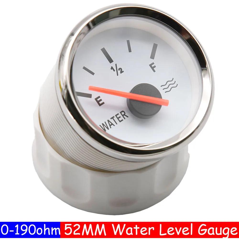 Water Level Gauge Water Level Sensor 52mm Water Level Meter Indicator With Red Light 100-500mm 0-190 Ohm Sensor 12V24V Custom only Gauge