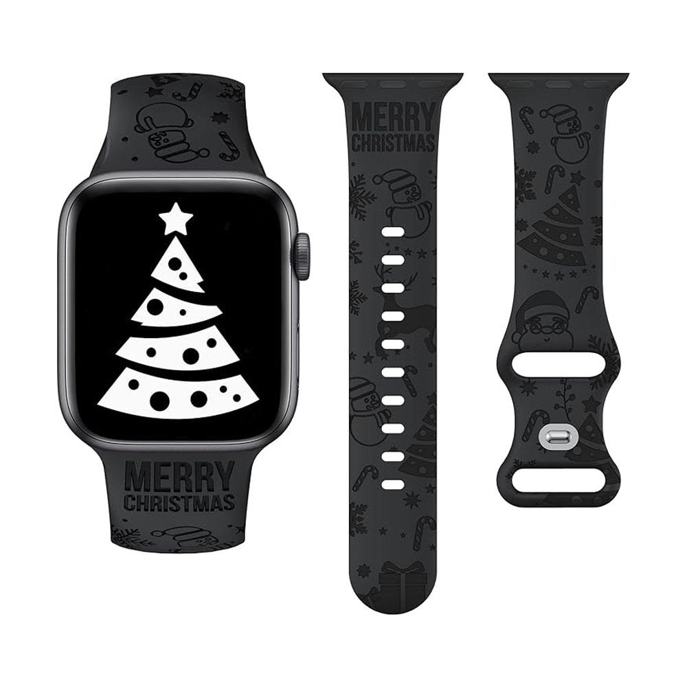 Christmas Strap For Apple Watch Bands 49mm 46mm 45mm 44mm 42 40mm Engraved Bracelet Correa IWatch Series 11 10 SE 9 8 7 Ultra2 3