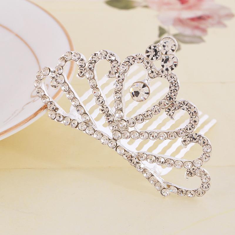 Korean Style Crown Jewelry Comb Hair Ornaments Princess Rhinestone Crown Alloy Colorful Girls Birthday Dance Hair Accessories