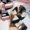 Wool Scarf Knitted Scarf College Style Stripes Contrasting Colors Women's Autumn and Winter Warm Neck Protection Couples Versatile