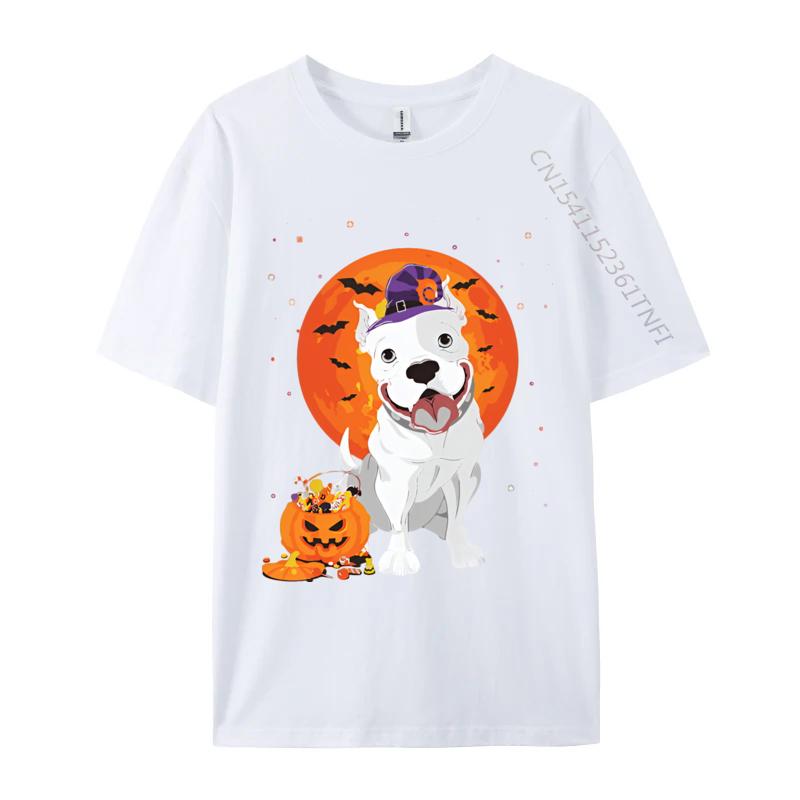 Pitbull Halloween Costume Pumpkin T Shirts Print Tee Shirts Men Casual Plus Size Oversize Printed Tshirt S