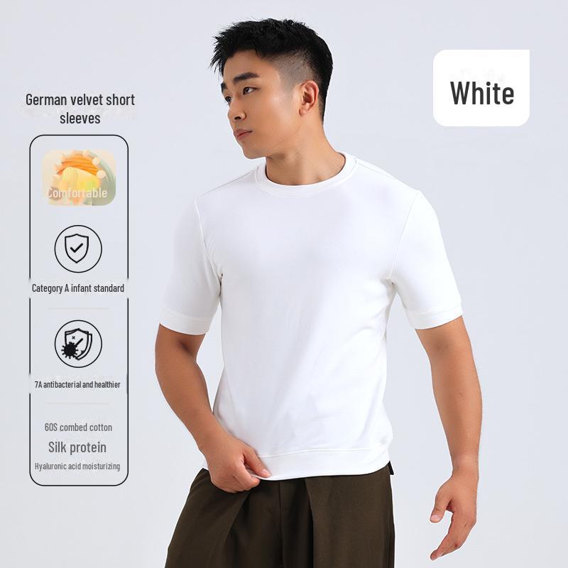 Men’s Short-Sleeve Velvet Heating Sports Shirt with Hyaluronic Acid - Ideal for Autumn and Winter Layering