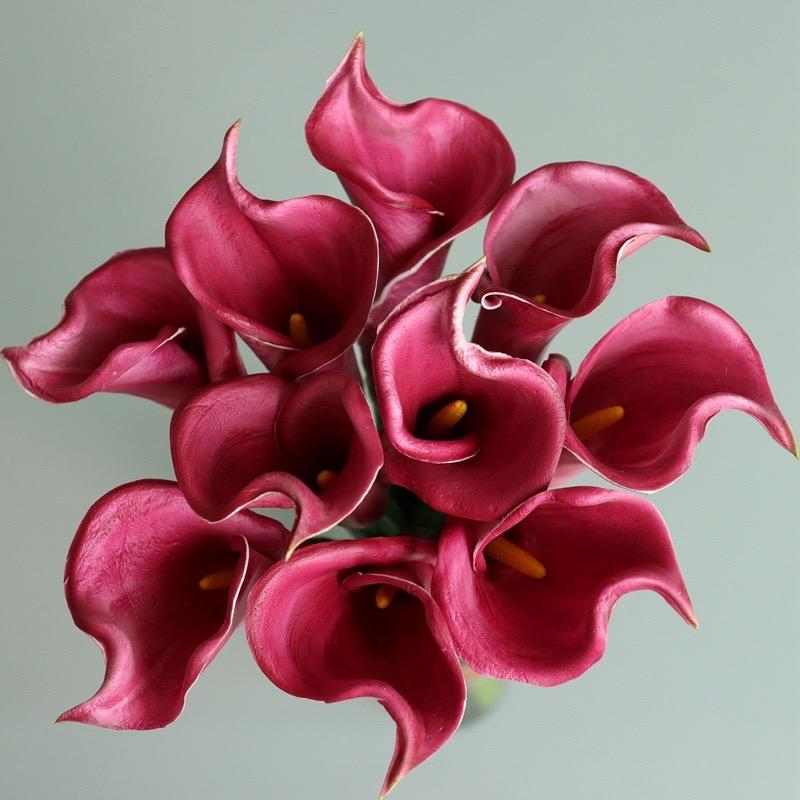10PCS Purple Calla Lily Artificial Flower Bouquet Calla Lily Bridal Bouquet Wedding Flower Arrangement Decor Home Spring