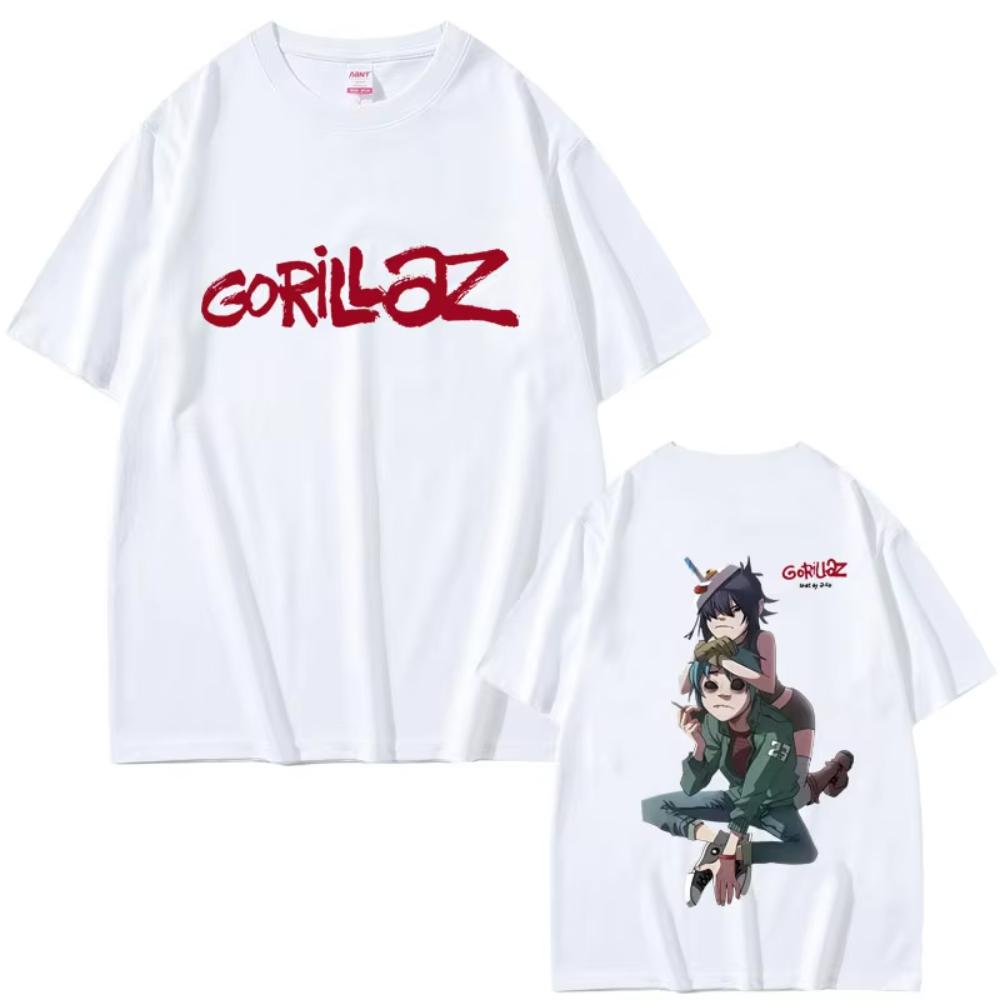 Rock Band Gorillaz T-shirt Female Casual Soft Cotton Crewneck T Shirt Top Men Women Hip Hop Fashion Vintage Oversized Streetwear