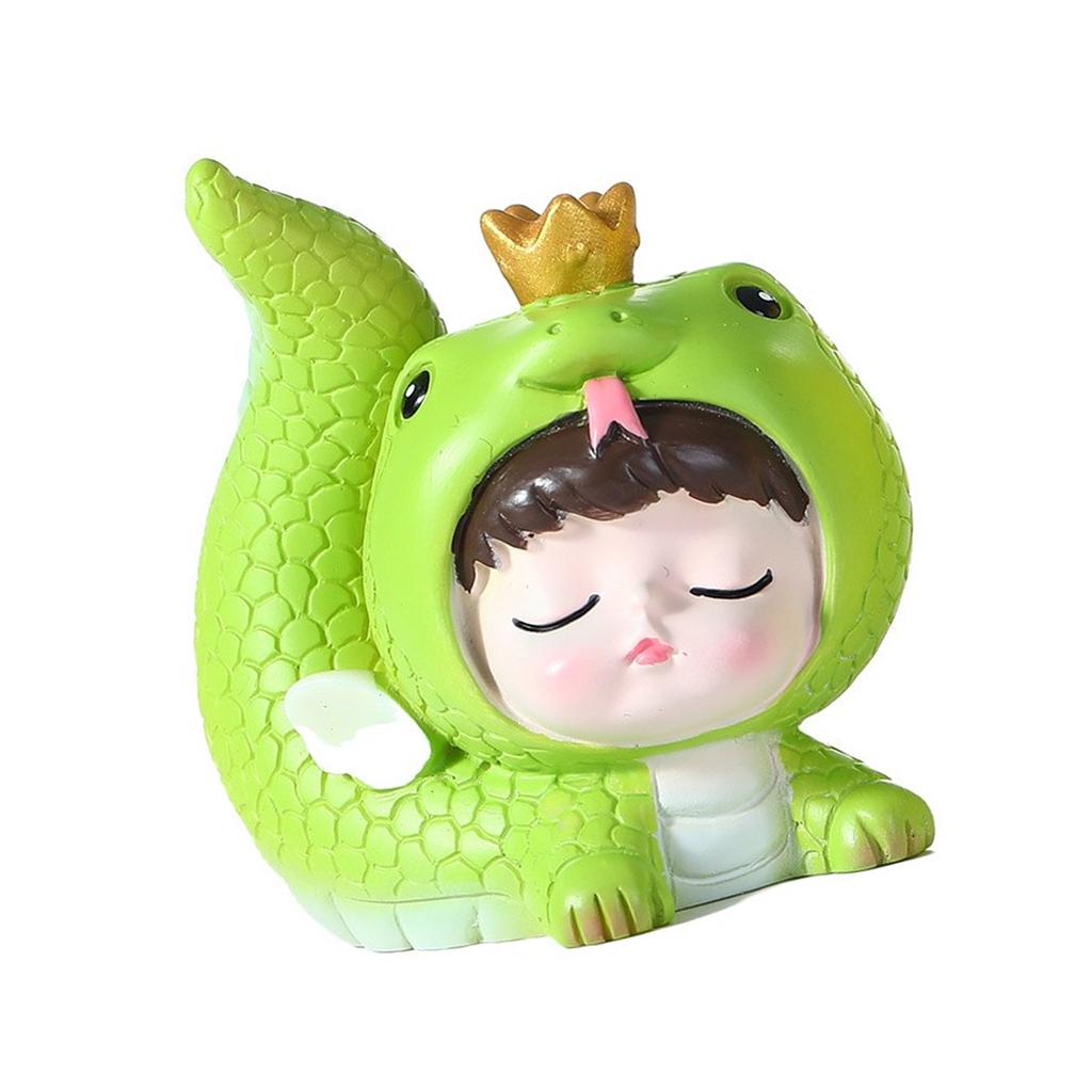 Cartoon Snake Baby Figurine Statue Cake Toppers Decoration Chinese Zodiacs Theme Party Accessories Resins Ornament