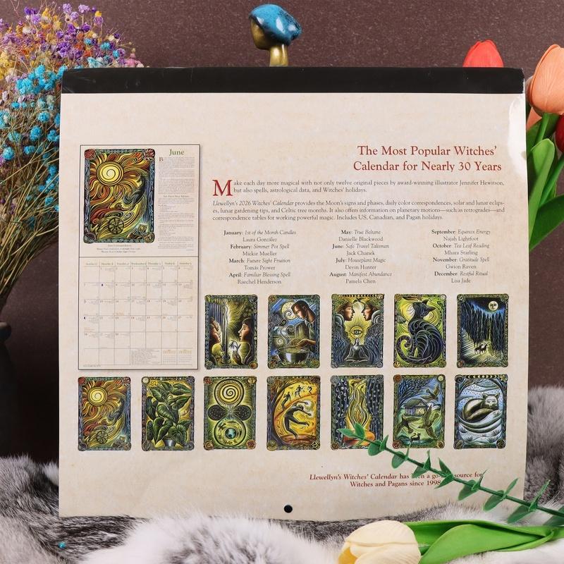 Witch's 2026 Calendar Gothic Witchy Planner with Moon Phases, Wiccan Holidays, Magical Rituals - Undated Weekly & Monthly Layo