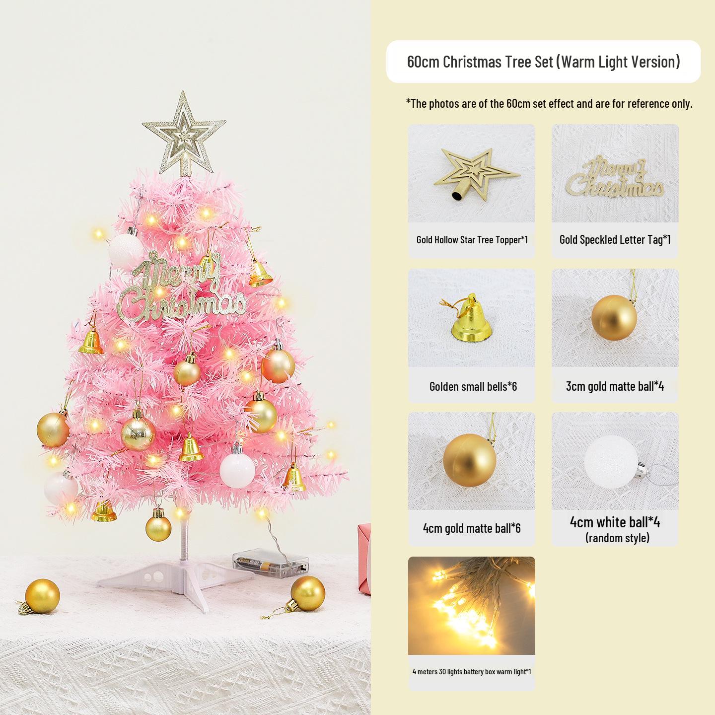 

Розовая мини-елка 2025 - 45/60 см Настольное праздничное украшение и елочные игрушки