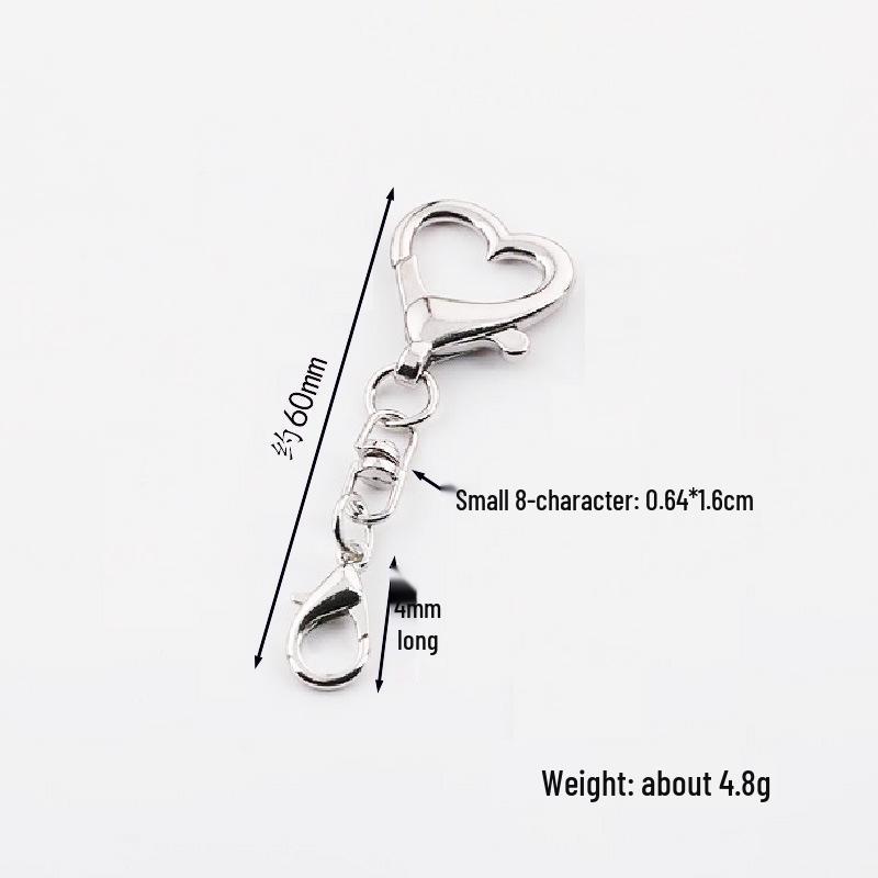 Zinc Alloy Heart Buckle Keychain with Rotating 8-Shaped Strap and 14mm Lobster Clasp for DIY Jewelry Accessories