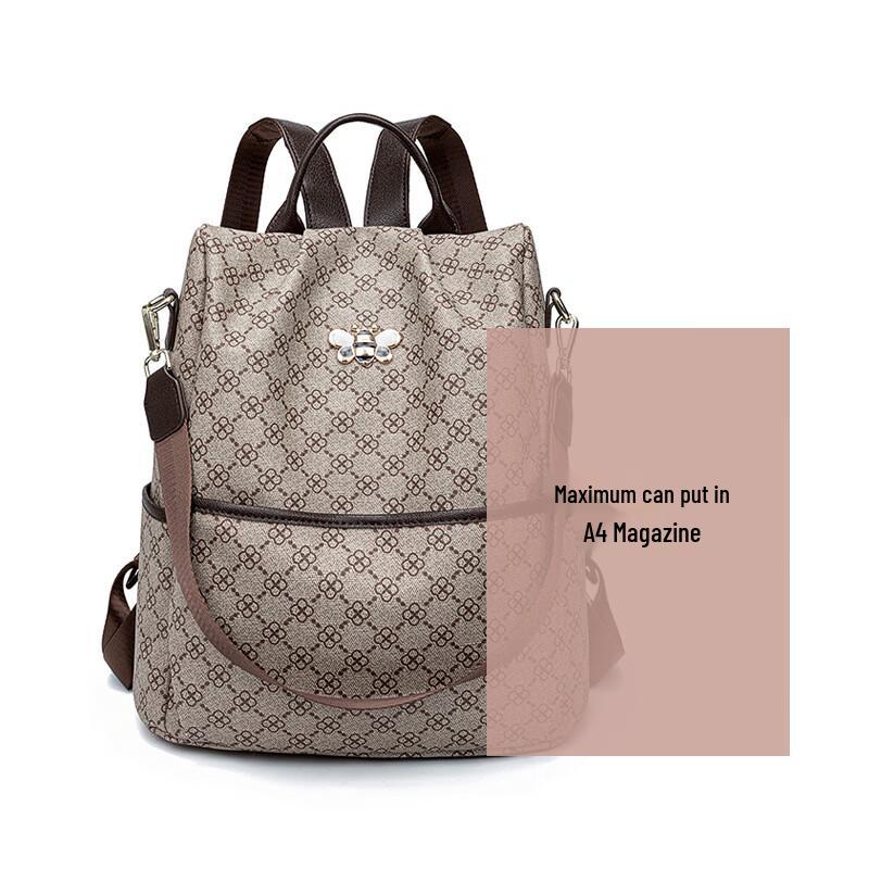 Li Shen Retro Four-Leaf Clover Print Backpack