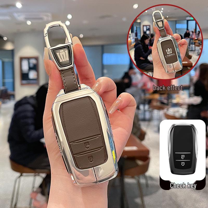 Premium Metal & Leather Key Case for 14th Gen Toyota Crown