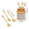 7pcs Zinc Alloy Dessert Spoon Set Gold Mini Tea Spoon Set Espresso Spoon Set  Café Use