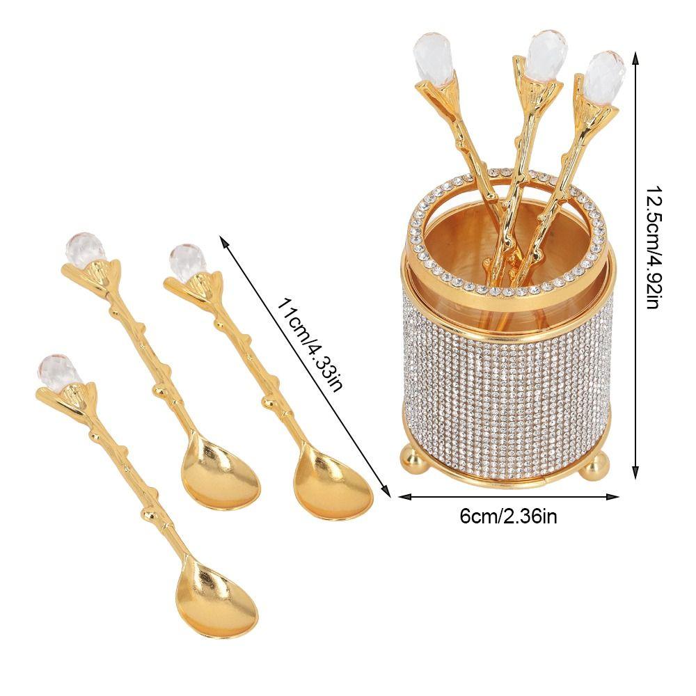 7pcs Zinc Alloy Dessert Spoon Set Gold Mini Tea Spoon Set Espresso Spoon Set Café Use