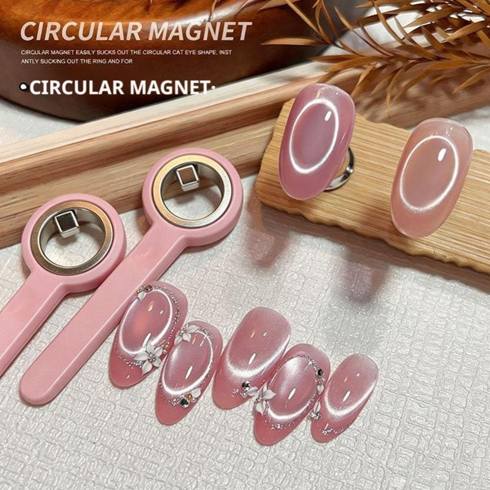 2026 New Ring-Shaped Cat Eye Magnet for Nails, Hollow Circular Cateye Magnet for Nails,Mini Round Strong Nail Magnet French Tip Tool
