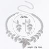 European and American Fashion Personalized Full Diamond Leaf Necklace Earrings Bridal Wedding Accessories
