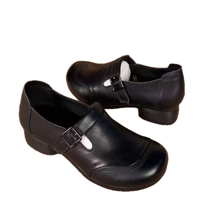 Soft-soled Shoes, Soft Leather Retro Shoes, Chunky Heel Women's Shoes, Single Shoes