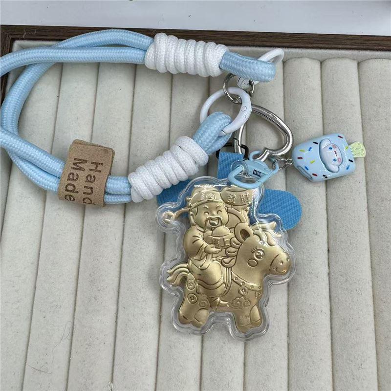 Shuibei 999 Gold Wealth God Keychain & Phone Strap Pendant Without Gold