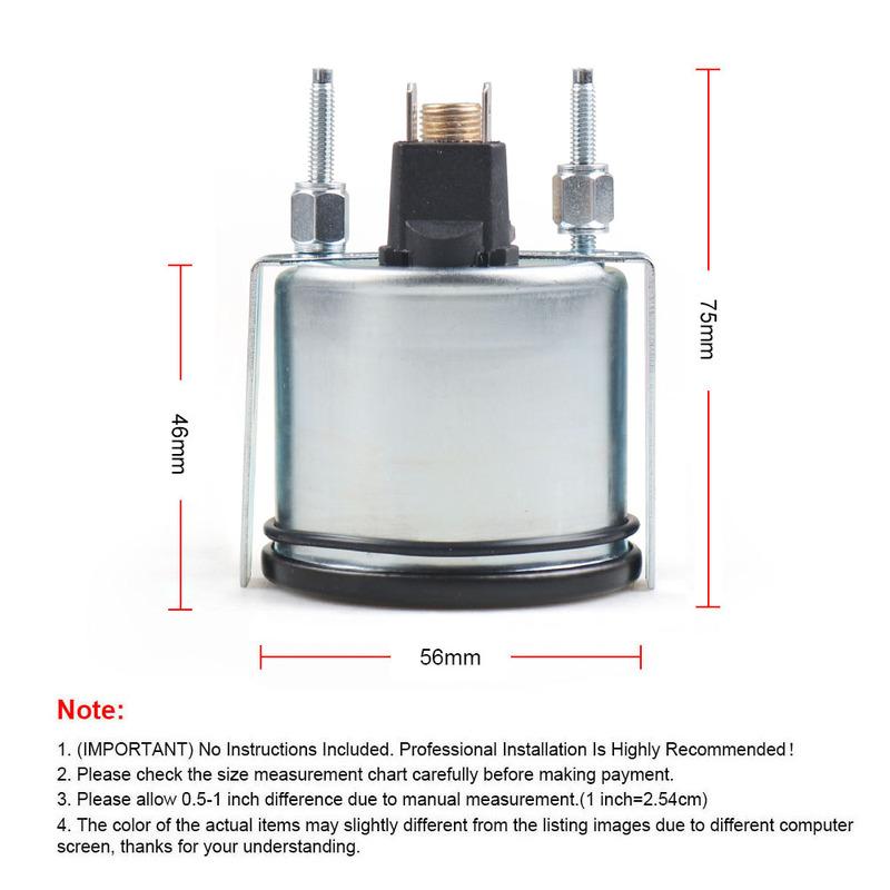 2" 52MM Mechanical 40-130℃/110-265℉ Water Temp Gauge 12V Water Temperature Gauge Yellow Light Car Meter With Sensor NPT 1/2
