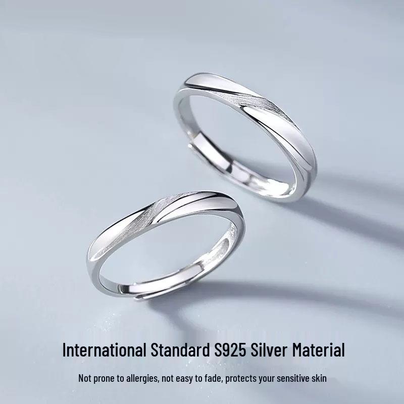 S925 Sterling Silver 'Close To Me' Couple Rings - Luxurious Silver Rings for Birthdays, Proposals, and Anniversaries