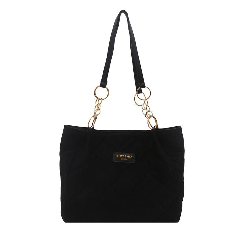 Large Capacity Tote Bag Autumn and Winter Leisure Rhombus Embroidery Thread Women's Bag Class Commuter Bag 2025 New Shoulder Bag