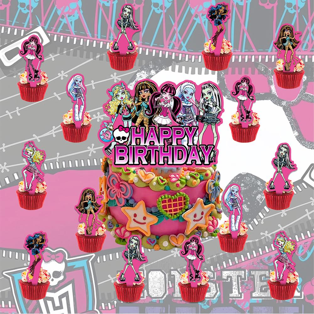 32 stk Monster High Festartikler Inkludert Banner, Kaketoppere, Ballonger