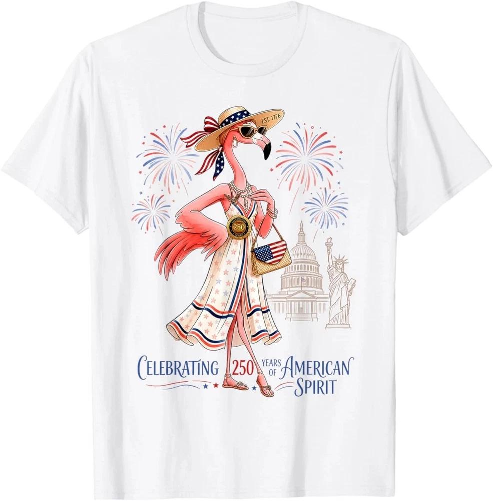 Patriotic Flamingo 250 Years American Spirit TShirt S