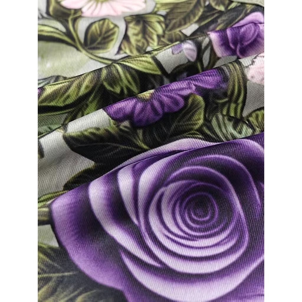Summer New Plus Size Women's Elegant Sleeveless V-neck Print Long Dress Leisure