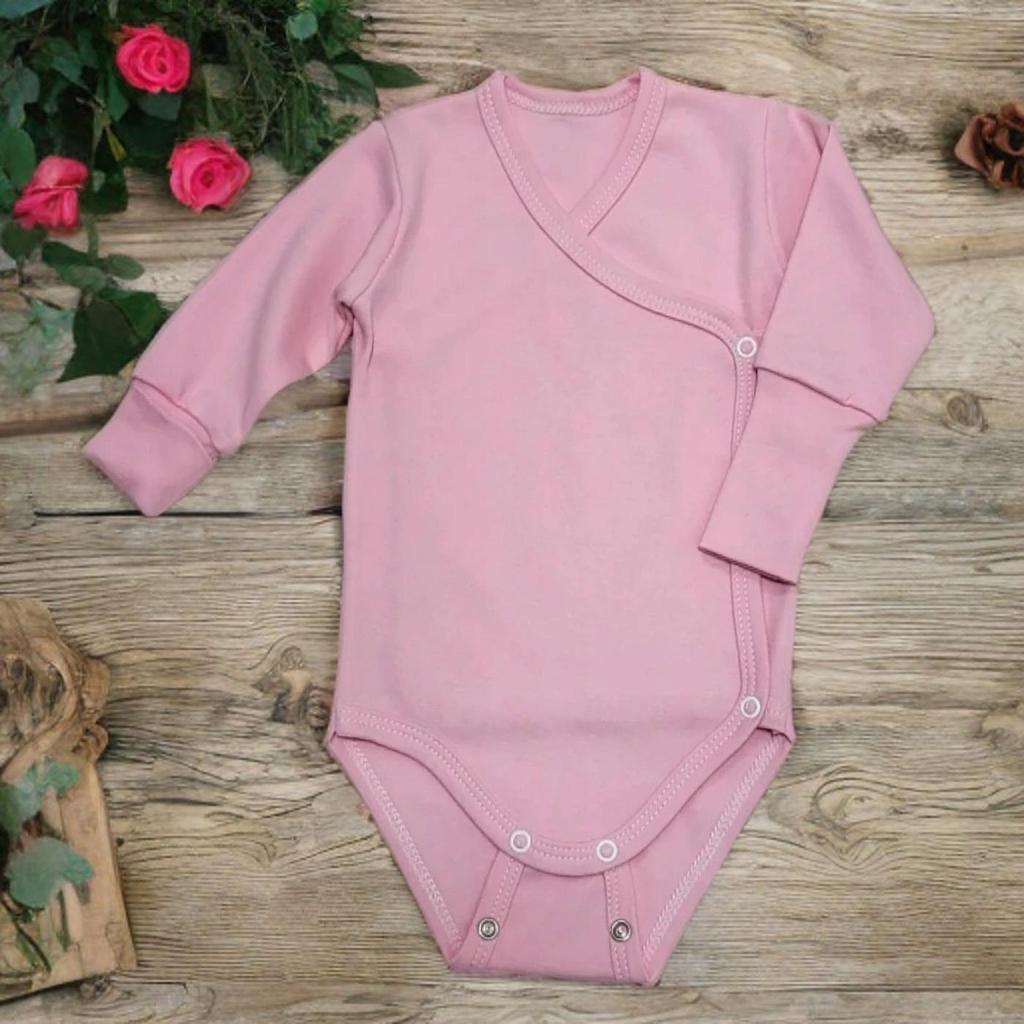 Growing Bodysuit For Girls 80/86 Long Sleeve 100% Cotton Light Pink