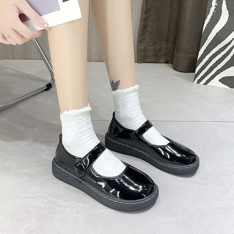 Autumn Soft Girl Big Head Leather Shoes Japanese Round Head Female Student Versatile Doll Shoes Flat Bottom College Style JK Shoes Uniform