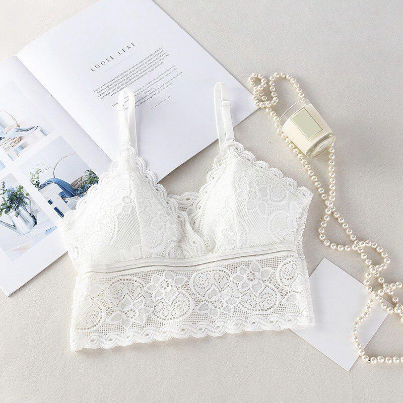 

Короткий кружевной красивый бюстгальтер с бретельками сзади, сексуальный жилет с вышивкой, цветочным принтом, однотонная майка One Size