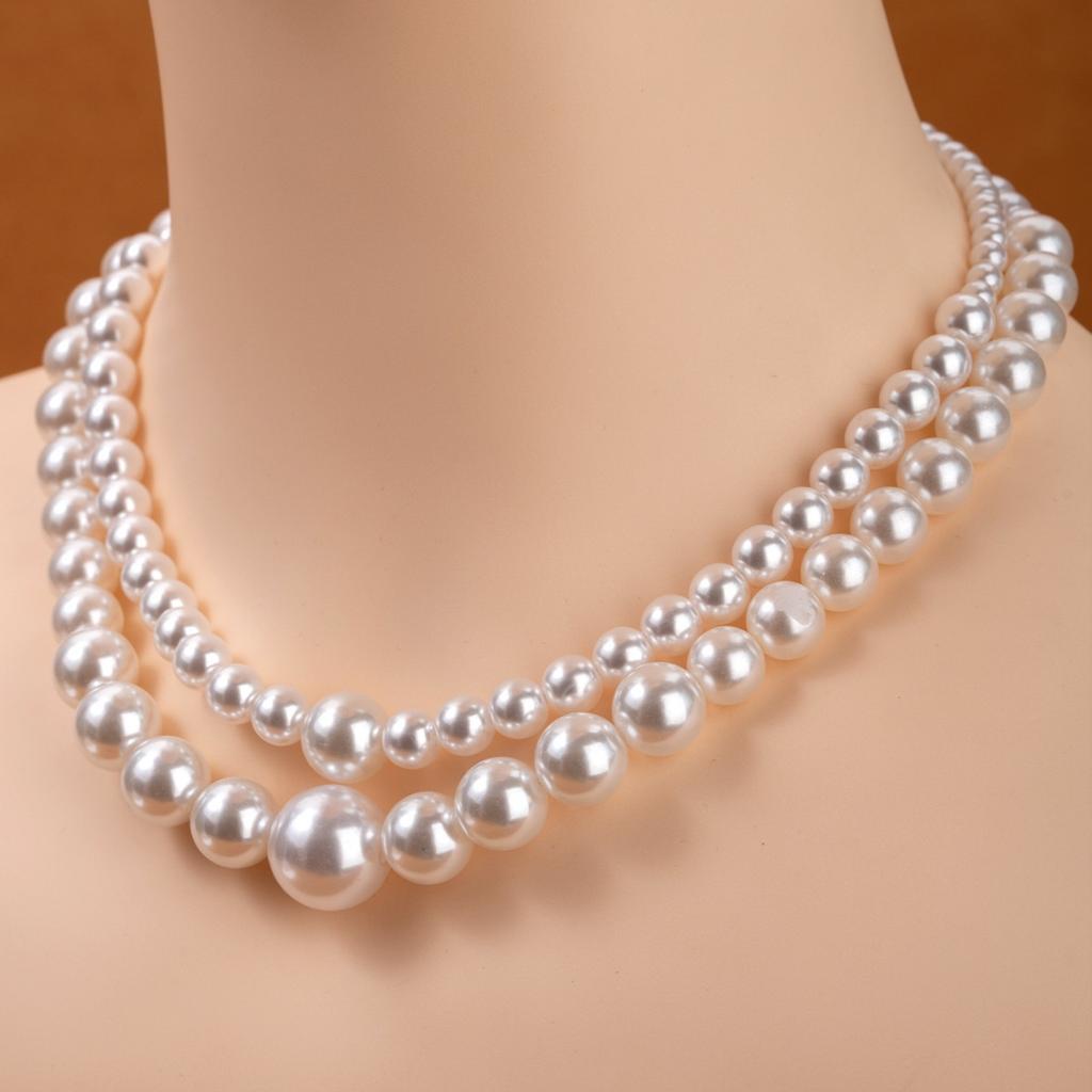 Elegant Celebrity Temperament Pearl Double Necklace Bracelet Earrings Pendant Light Luxury Versatile Jewelry