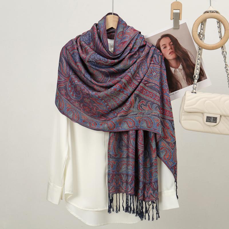 Luxury Autumn Scarf Women'S Imitation Cashmere Outer Shawl Ethnic Style Cashew Nut Shawl Scarf Spring Jacquard Long Scarf