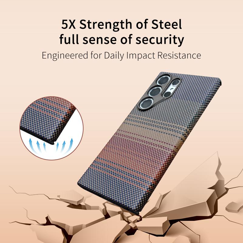 Aramid Fiber Luxury Lightweight Phone Case for for 23 S24 S25 Ultra Shockproof Anti-Fingerprint Magnetic Mobile Phone
