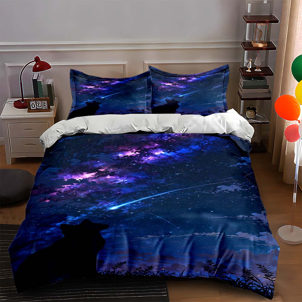 

Celestial night silhouette. Bedding Duvet cover sets Duvet covers Pillowcases gifts (1 * Duvet Cover 2 * Pillowcases, without duvet insert) 135x200cm