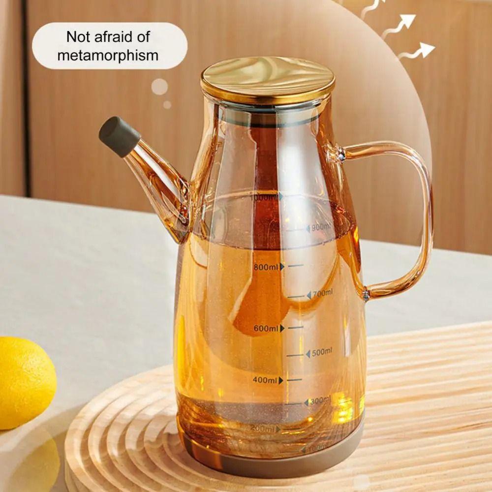Rubber Base Olive Oil Dispenser Leakproof Soy Sauce Pot Glass Oil Cruet Container  Gadgets