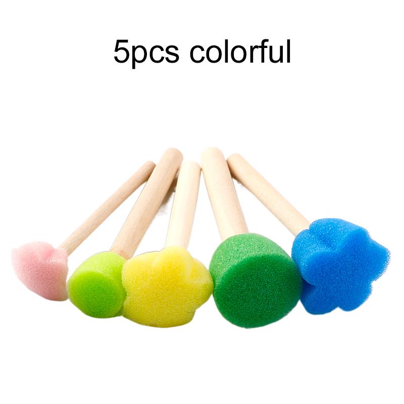 5pcs Painting Sponge Brush Mushroom Head Shape Smooth Wooden Handle Graffiti Drawing Tool Art Supplies Soft Absorbent TMZ