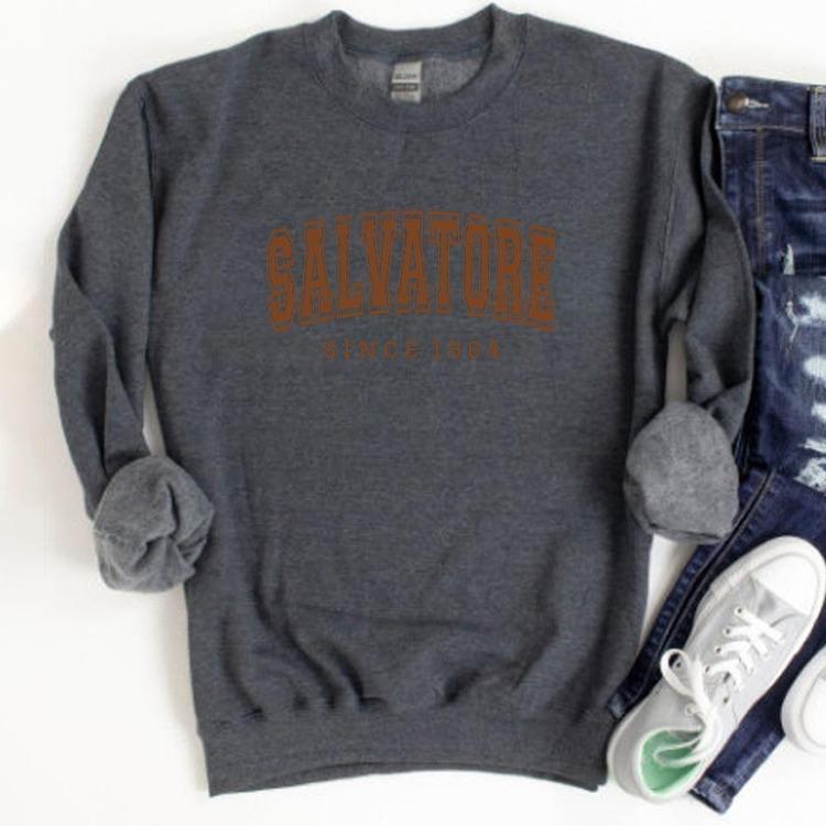 Vampire Diaries TVD Damon Stefan Salvatore Mystic Falls Vintage Hoodie Sweatshirt Crewneck Jumper Fans Top Since1864