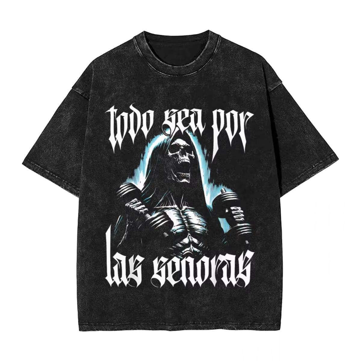 Men S T Shirt Calacas Chidas Gym Washed T-Shirts Trendy Cool M