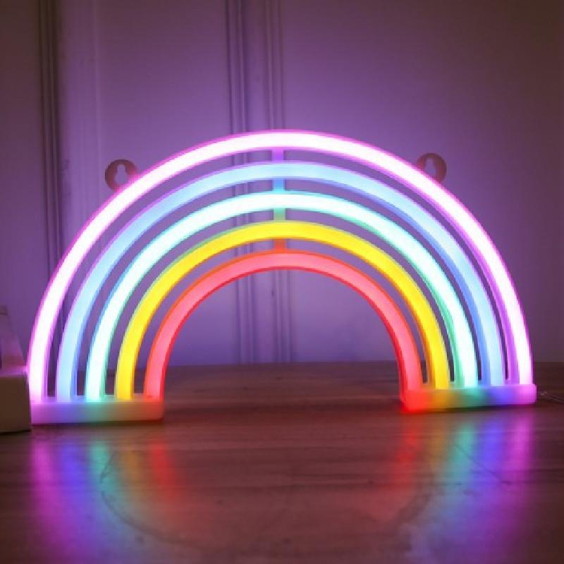 Led Colorful Rainbow Neon Sign Light Wall Hanging Night Lamp Bar Party Home
