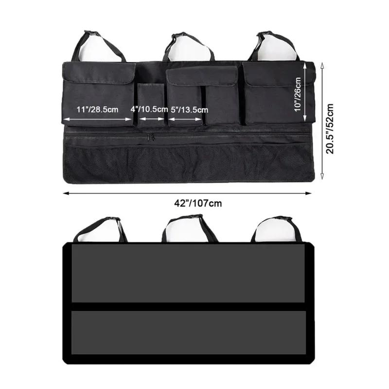 Organizator de portbagaj de mașină cu mai multe buzunare, geantă de depozitare pentru scaunul din spate agățat cu 9 buzunare Buzunar universal de depozitare din pânză Oxford impermeabilă