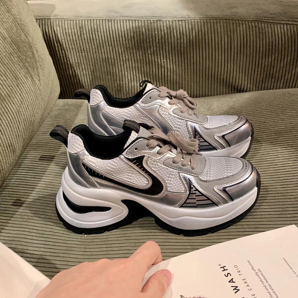 Leather Version~ Leather Ruth Platform Silver Dad Shoes Women's Casual Sports Shoes Running Shoes