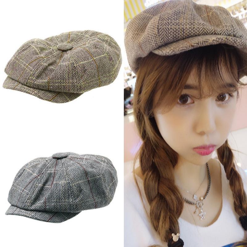 Aisa Men Women Winter Woolen Knitted Beret Painter Hat Newsboy Cap