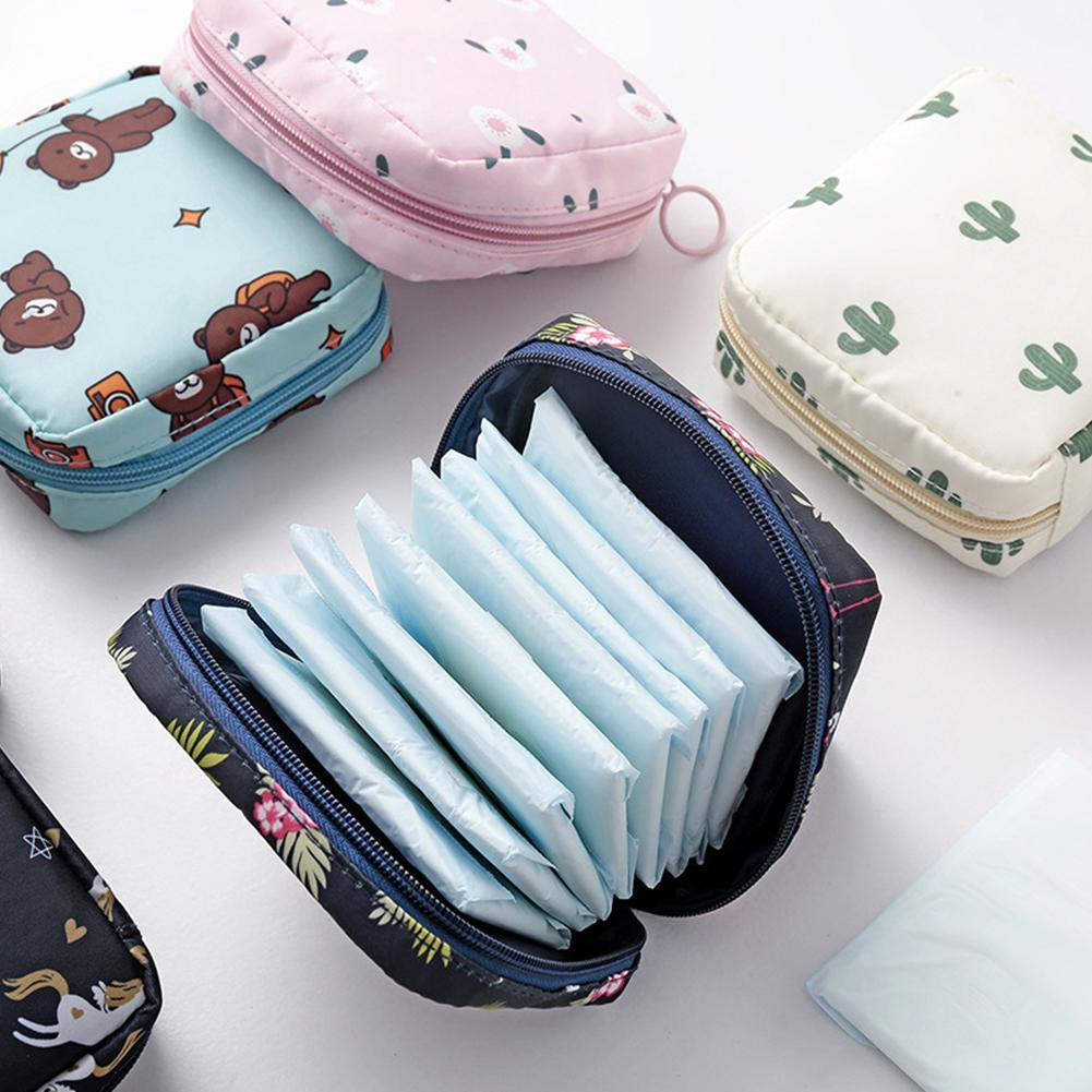Portable Sanitary Pads Bag Large Capacity Travel Cosmetic Napkin Storage Pouch