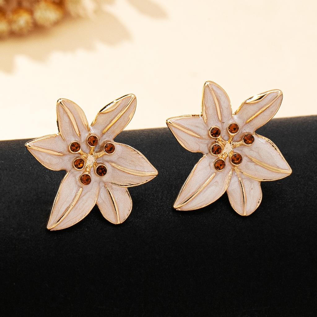 Women's Earrings, Colorful Flower Earrings with Enamel Craftsmanship, Suitable for Daily Wear and Vacation Wear